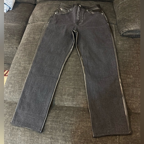 Abercrombie & Fitch denim &Faux Leather the Ankle Straight Ultra High Rise Jeans - Picture 10 of 14